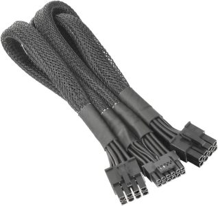 Thermaltake Sleeved PCIe Gen 5 Splitter Kabel AC-063-CN1NAN-A1 Schwarz - Perfekt für die nächste Generation Grafikkarten