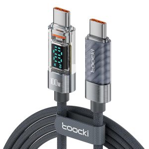 Toocki 100W USB C auf USB C Kabel, 2M Schnellladekabel mit LED Display und Nylonhülle