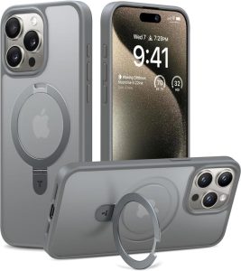 TORRAS Ostand iPhone 15 Pro Hülle - Nr.1 Magnetkraft mit Unsichtbarem Ständer und Militärischem Schutz