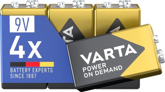 VARTA 9V Blockbatterien, 4 Stück - Power on Demand, Alkaline Vorratspack