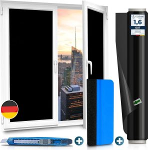 WindowShield® Abdunklungsfolie mit Video-Anleitung und Sichtschutz - Schwarz, 44,5 x 200 cm