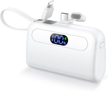 ZKMAGIC Mobiler Akku 2024 Neues Modell - 12000mAh Große Kapazität, Tragbares Ladegerät mit Integriertem Kabel, Schnellladung Typ-C