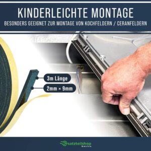 ersatzteilshop basics Dichtungsband 3m für Kochfeld/Ceranfeld - Hochleistungskleber und hitzebeständig