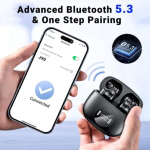 Bluetooth 5.3 In-Ear Kopfhörer mit 40H Spielzeit und LED-Anzeige - Schwarz