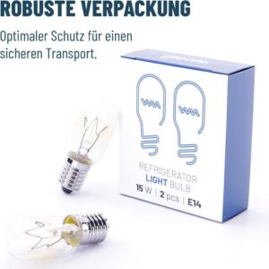 greate. 2x Kühlschranklampe 15W E14 warmweiß - Vielseitige Glühbirne für diverse Anwendungen