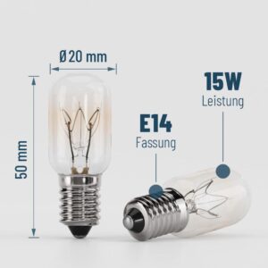 greate. 2x Kühlschranklampe 15W E14 warmweiß - Vielseitige Glühbirne für diverse Anwendungen