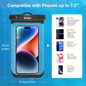 Gritin Wasserdichte Handyhülle 2 Stück - IPX8 Unterwasser Handytaschen mit Sicherheitsschleife für iPhone und Galaxy