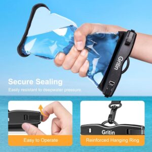 Gritin Wasserdichte Handyhülle 2 Stück - IPX8 Unterwasser Handytaschen mit Sicherheitsschleife für iPhone und Galaxy