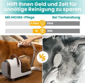 HICHEE Profi Haustierpflegeset mit Hundeschermaschine und Staubsauger