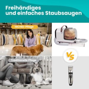 HICHEE Profi Haustierpflegeset mit Hundeschermaschine und Staubsauger