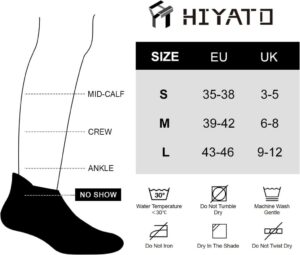 HIYATO Atmungsaktive Sneaker Socken für Herren und Damen - 10 Paar in Schwarz