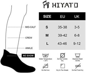 HIYATO Sneaker Socken für Herren und Damen: Atmungsaktiv, Anti-Blasen und Kompressionsunterstützung