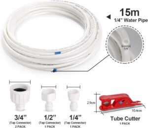 ilauke 15m Universal Anschluss-Set für Kühlschrank: Wasserschlauch und Kühlschrankschlauch in Einem