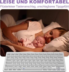 JADEMALL Bluetooth Tastatur Tablet: Kabellose Verbindung und Deutsches QWERTZ Layout