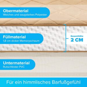 JAWAonline Badezimmerteppich in Beige - Die pflegeleichte Badematte mit Memoryschaum