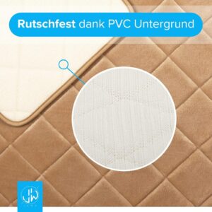 JAWAonline Badezimmerteppich Beige - Pflegeleichte Badematte mit Memoryschaum