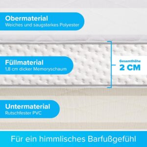 JAWAonline Badezimmerteppich Weiß - Pflegeleichte Badematte Memoryschaum - Extrem Saugfähiger Badteppich - Badvorleger rutschfest - Waschbarer Bad Teppich Badezimmer - Duschvorleger 50x80cm Weiß