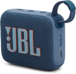 JBL Go 4 Bluetooth-Lautsprecher-Box in Blau: Tragbar, Wasserfest und Staubfest mit Pro Sound und tiefem Bass