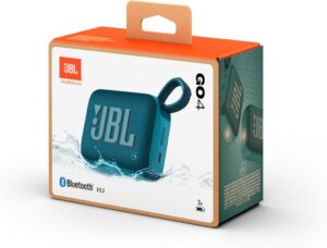 JBL Go 4 Bluetooth-Lautsprecher-Box in Blau: Tragbar, Wasserfest und Staubfest mit Pro Sound und tiefem Bass