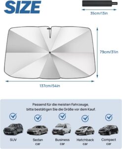 JOYTUTUS Sonnenschutz Auto Frontscheibe: 2024 Upgrade mit UV-Schutz und 360°Drehbarkeit