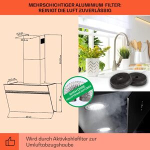 Klarstein Dunstabzugshaube 60cm mit RGB-LEDs und hoher Luftstromkapazität