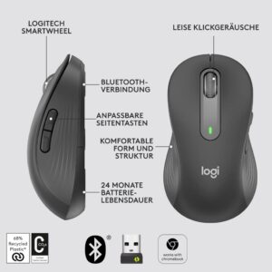 Logitech Signature M650 L Left Kabellose Maus - Perfekt für große linke Hände