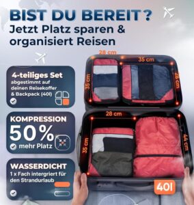 LOONARA Travel Compression Packing Cubes Set - Die ultimative Lösung für mehr Platz im Koffer & Rucksack