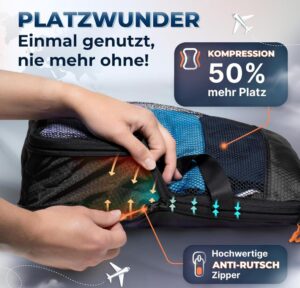 LOONARA Travel Packing Cubes Set für Koffer und Rucksack [3-teilig] - Mehr Platz durch Kompression