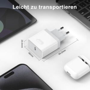 Lynban USB C Adapter, 20W Schnellladegerät für iPhone und AirPods