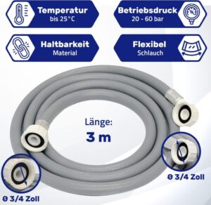 Zulaufschlauch für Waschmaschine und Geschirrspüler 3 m von MONTERAL: Hochwertig, Zuverlässig und Langlebig