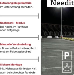 Needit Elektronische Parkscheibe Park Lite - Dein treuer Begleiter für stressfreies Parken