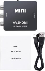 QGECEN Mini RCA Composite AV zu HDMI Video Audio Konverter Adapter Box