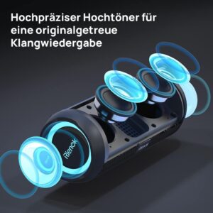 RIENOK Bluetooth Lautsprecher - Kabellose Musikbox mit Licht und Bass