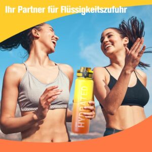 Sahara Sailor Trinkflasche - Sportliche, auslaufsichere und umweltfreundliche Wasserflasche mit Zeitmarkierungen