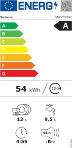 Siemens SN45YS00AE iQ500 Unterbau-Geschirrspüler: Effizienz und Leistung in einem