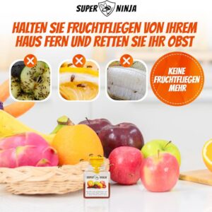 Super Ninja Fruchtfliegenfalle - Budget Pack - 12 Fallen - Hochwirksame Ökologische Fruchtfliegenfalle für Küche und Innenraum