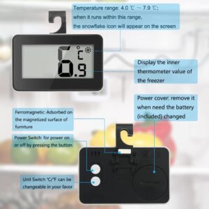 Suplong Kühlschrankthermometer mit gut lesbarem LCD-Display - Perfekt für Innen/Außen/Home/Restaurants/Bars/Cafés