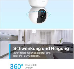 Tapo TP-Link C210P2 WLAN IP Überwachungskamera mit Linsenschwenkung, Neigung und 3MP-Auflösung - 2 Stück