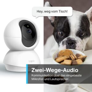 Tapo TP-Link C210P2 WLAN IP Überwachungskamera mit Linsenschwenkung, Neigung und 3MP-Auflösung - 2 Stück