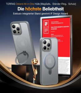 TORRAS Ostand iPhone 15 Pro Hülle - Nr.1 Magnetkraft mit Unsichtbarem Ständer und Militärischem Schutz