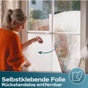 WindowShield® Fensterfolie Blickdicht | Selbstklebende Sichtschutzfolie Fenster | 44.5 x 200cm