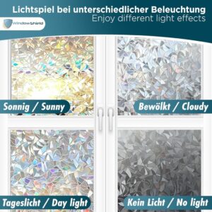 WindowShield® Fensterfolie Blickdicht mit Regenbogenmuster - Sichtschutz und Kälteschutz in Einem