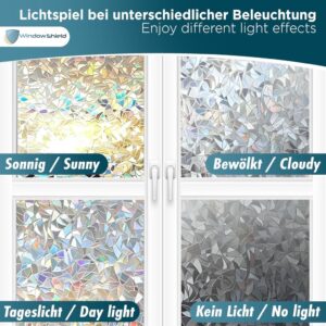 WindowShield® Fensterfolie Blickdicht mit Regenbogenmuster – Sichtschutz und Kälteschutz in Einem