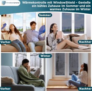 WindowShield® UV-Schutz Sonnenschutzfolie für Fenster innen oder außen, Selbstklebend, Silber reflektierende Fensterfolie, Rückstandslose Sonnenschutz Folie