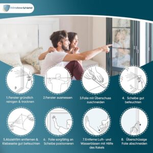 WindowShield® UV-Schutz Sonnenschutzfolie für Fenster innen oder außen, Selbstklebend, Silber reflektierende Fensterfolie, Rückstandslose Sonnenschutz Folie