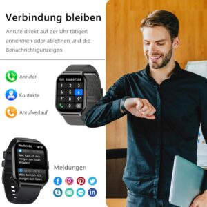 ZOSKVEE Smartwatch für Damen und Herren mit 2 Zoll Touch-Farbdisplay und Telefonfunktion