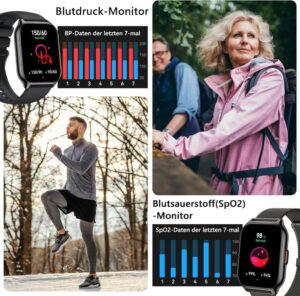 ZOSKVEE Smartwatch für Damen und Herren mit 2 Zoll Touch-Farbdisplay und Telefonfunktion