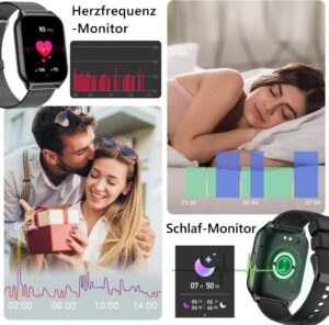 ZOSKVEE Smartwatch für Damen und Herren mit 2 Zoll Touch-Farbdisplay und Telefonfunktion